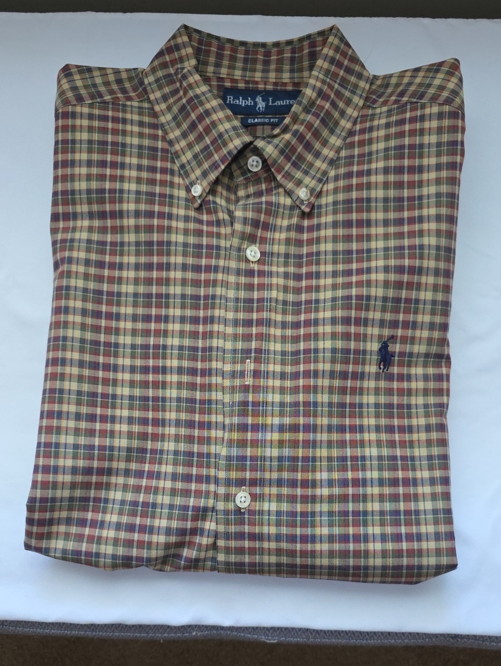 Ralph Lauren Classic Fit Plaid Button-Down Shirt - Tan, Green, Red